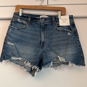 NWT Abercrombie Curve Love High Rise Cutoff Short sz 31 / 12 Blue Denim shorts